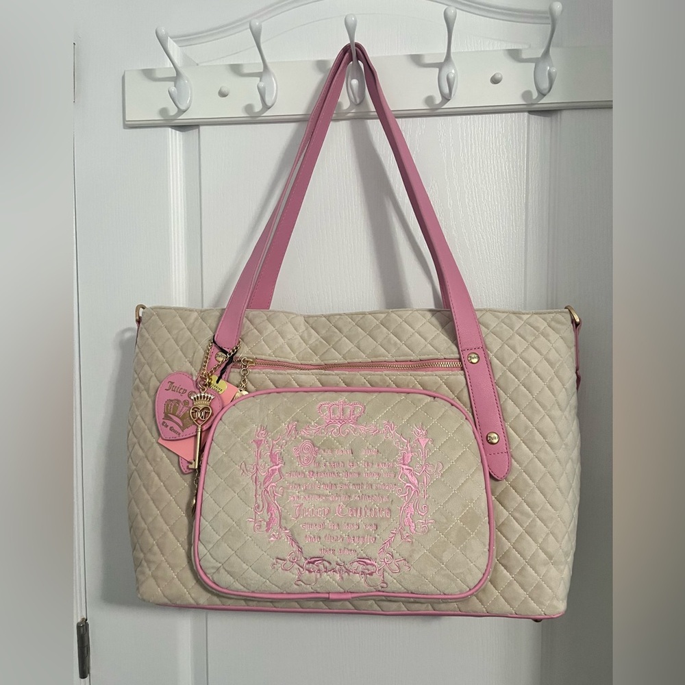 Juicy Couture Pink and Cream Quilted Bag